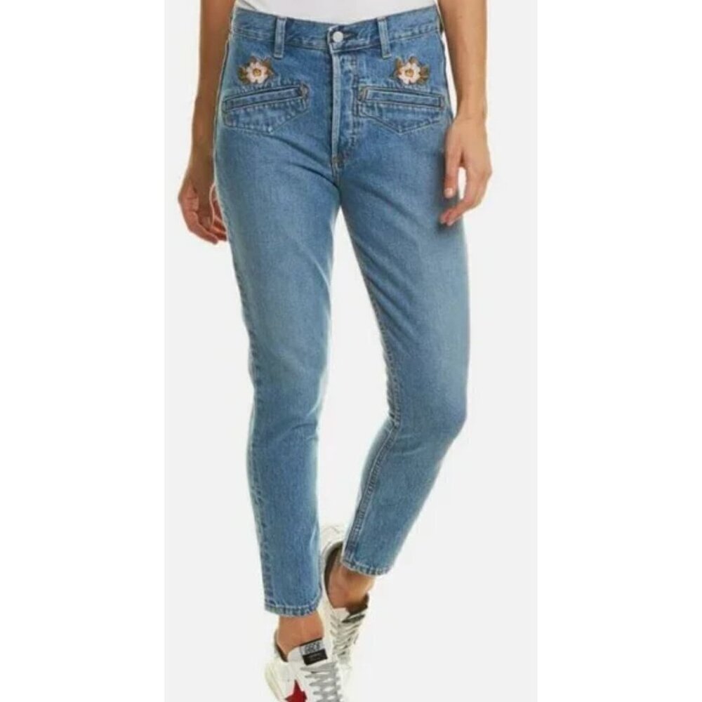 NWT Boyish The Billy Fantasia Floral Embroidered High-Rise Skinny Jeans-sz 26